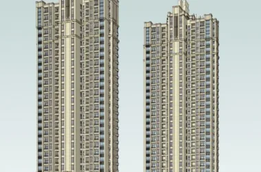 Modern High-Rise Residential Building with Ground-Floor Commercial Space | SketchUp Model-BIM WORLD