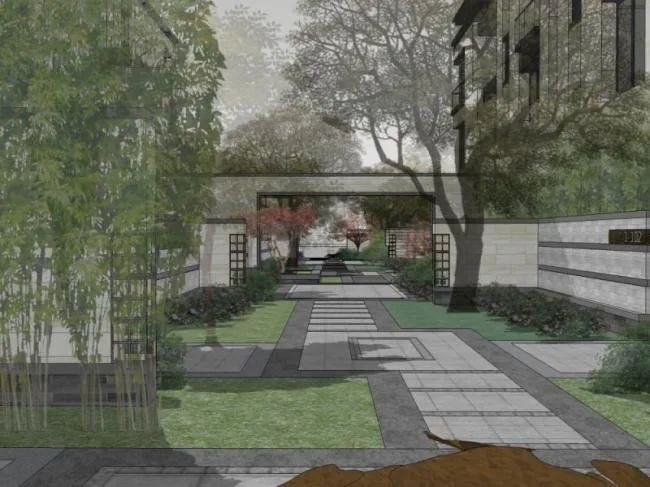 Sketchup Landscape Model | Courtyard Landscape, Residential Landscape, Chinese Style
