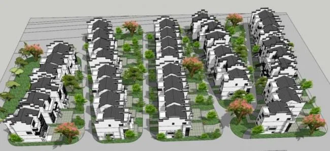 Sketchup Villa Model | Villa Cluster, Huizhou style Residential Buildings