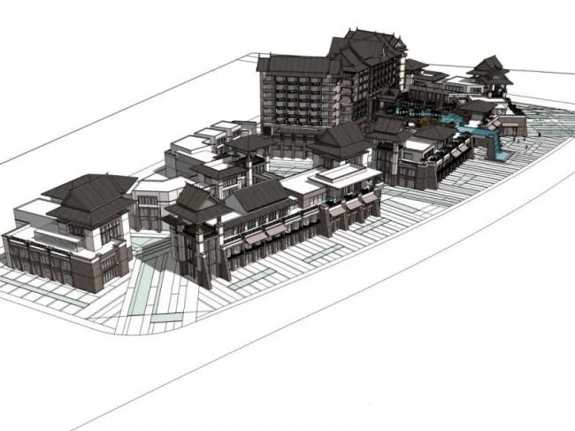 Sketchup Hotel Model | Multi story Hotel, Southeast Asian Style