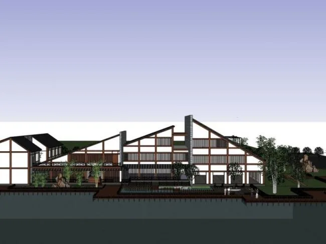 Sketchup Business Model | Japanese style clubhouse, modern style