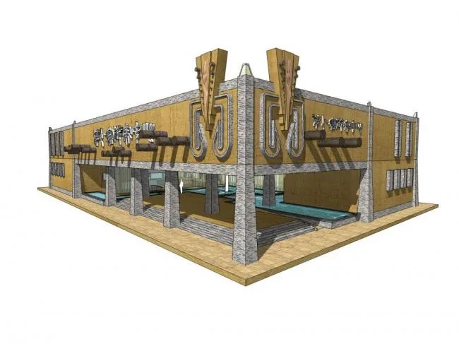 Sketchup Business Model | Visitor Center, Modern Style, Commercial, Entertainment and Leisure Facilities