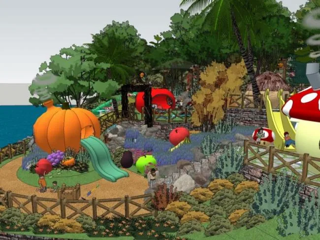 Sketchup Landscape Model | Children's Activity Area, Park Landscape, Classical Style