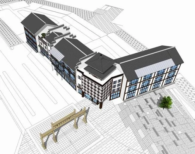 Sketchup Hotel Model | Multi story Hotel, Chinese Style