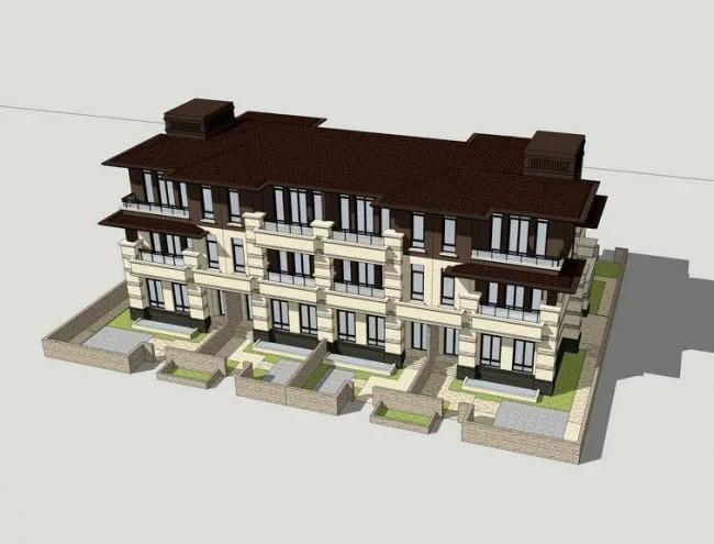 Sketchup Villa Model | Row Villa, French Classical Style