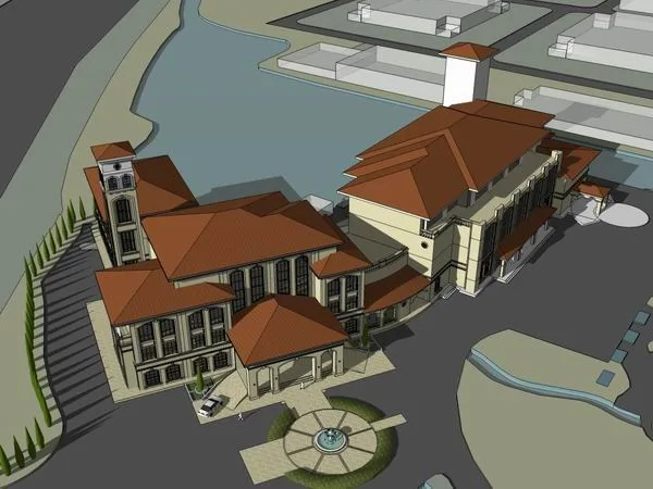 Sketchup Business Model | Multi-story Clubhouse, Commercial, Classical Style