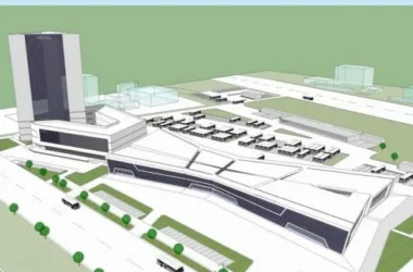 SketchUp Design: Multi-Story Transit Hub with High-Rise Offices in Modern Architectural Style-BIM WORLD
