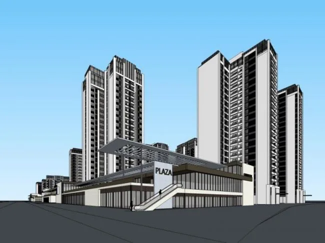 Sketchup Residential Model | High rise residential buildings, residential buildings, ground floor commercial buildings, modern style