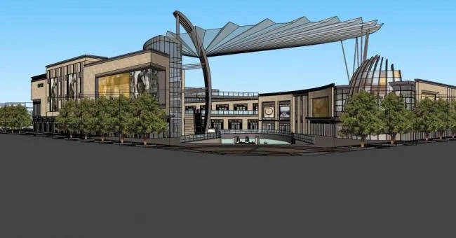 Sketchup Business Model | Large shopping mall, modern style, multi story, commercial building