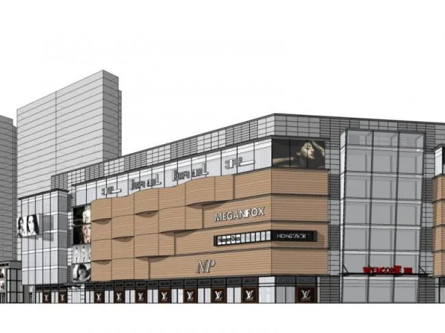 Sketchup Business Model | Multi story Commercial Street, Modern Style