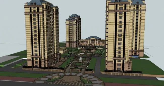 Sketchup Landscape Model | Residential Landscape, High rise Residential Landscape, Classical Style