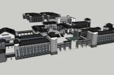 SketchUp Cultural Model: Multi-Story Museum Featuring Traditional Chinese Architecture-BIM WORLD