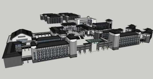 SketchUp Cultural Model: Multi-Story Museum Featuring Traditional Chinese Architecture