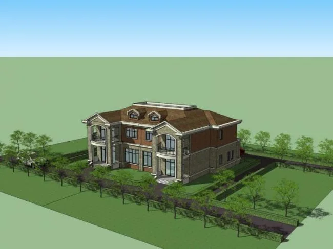 Sketchup Villa Model | Twin Villa, Western Neoclassical