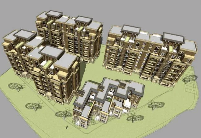 Neoclassical Multi-Story Residential Building SketchUp Model