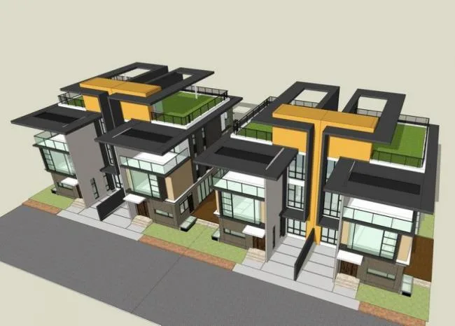 Sketchup Villa Model | Twin Villa, Modern Style