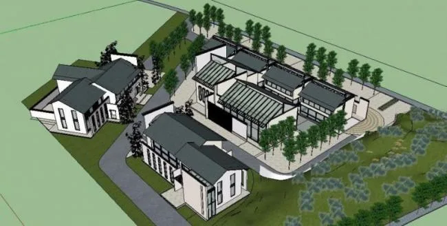 Sketchup Office Model | Park Supporting Facilities, Chinese Style, Chinese Park Supporting Service Area Model
