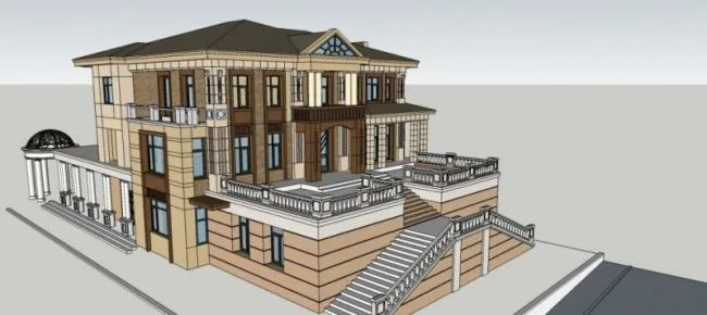 Sketchup Villa Model | Stacked Villa, Modern Style