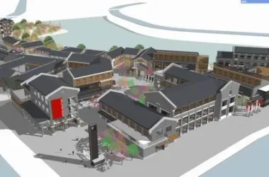 SketchUp Business Model: Multi-Story Commercial and Pedestrian Street in Modern Chinese Style-BIM WORLD