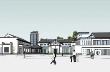 SketchUp Business Model: Modern Chinese-Style Low-Rise Clubhouse Design-BIM WORLD
