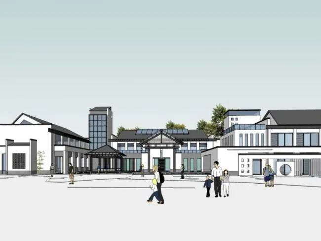 SketchUp Business Model: Modern Chinese-Style Low-Rise Clubhouse Design