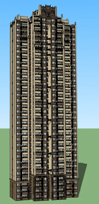 Sketchup Residential Model | Super high-rise residential building, classical style, ArtDeco style, residential architecture