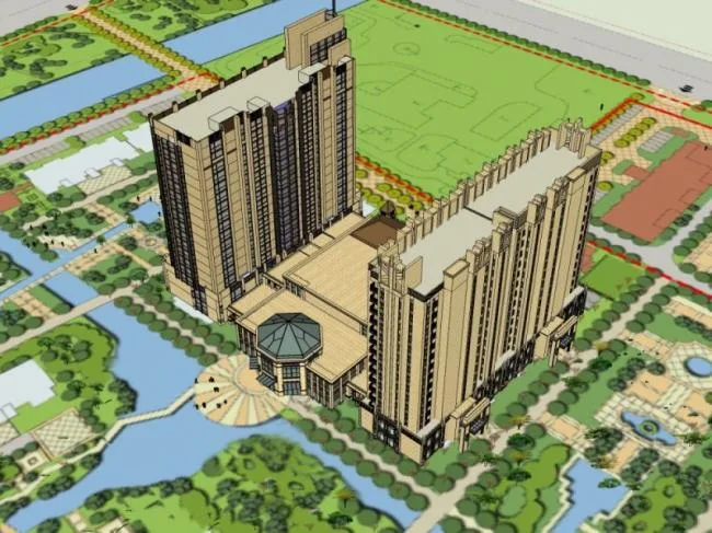 Classical-Style High-Rise Residential Model in SketchUp