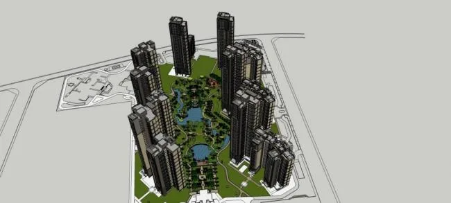 Sketchup Residential Model | High rise residential buildings, neighborhoods, landscapes, residential buildings, modern style