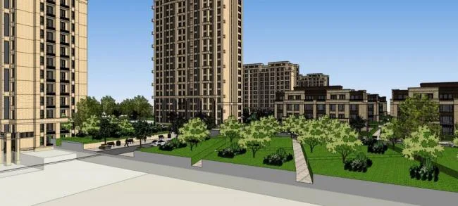 Sketchup Residential Model | High rise residential complex, neoclassical style, residential building, multi story garden villa, apartment