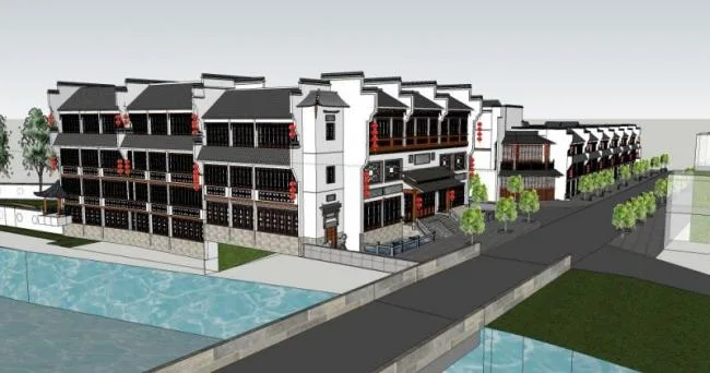 Sketchup Residential Model | Multi story Residence, Oriental Neoclassical, Modern Chinese Style