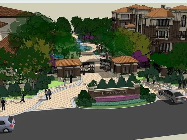 Sketchup Business Model | Multi story Jindi International Plaza Entrance, Commercial, Classical Style