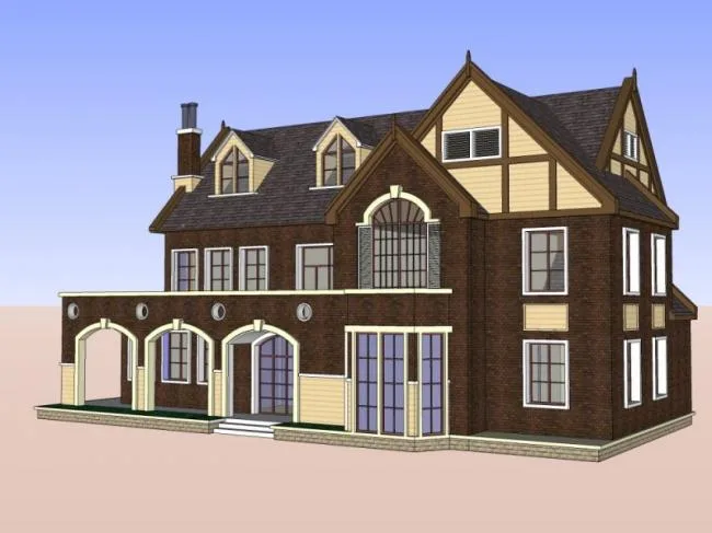 Sketchup Villa Model | Single Family Villa, Classical Style