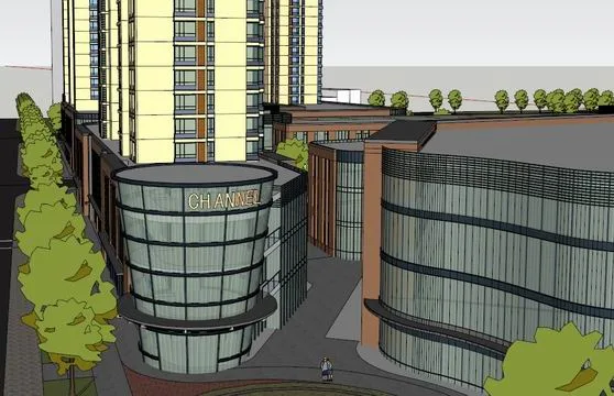 Sketchup Residential Model | High rise residential buildings, ground floor shops, large commercial buildings, modern style