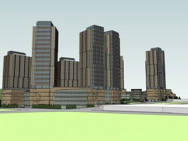 Sketchup Complex Model | Super High rise Commercial Complex, Modern Style