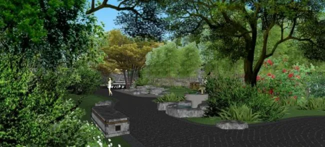 Sketchup Landscape Model | Chinese Garden Landscape, Chinese Style