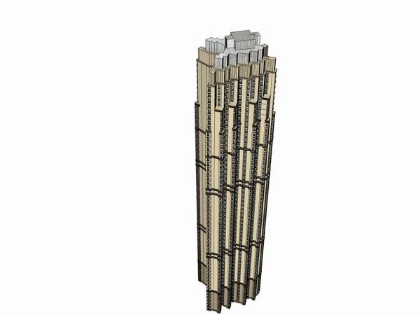 Sketchup Office Model | Super high-rise office building, classical style