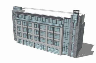 SketchUp Multi-Story Small Office Building in Modern Chinese Style-BIM WORLD