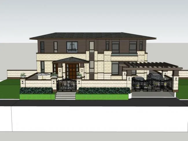 Classical Single-Family Villa Model in SketchUp