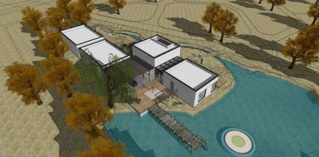Sketchup Business Model | Low Level Clubhouse, Modern Style