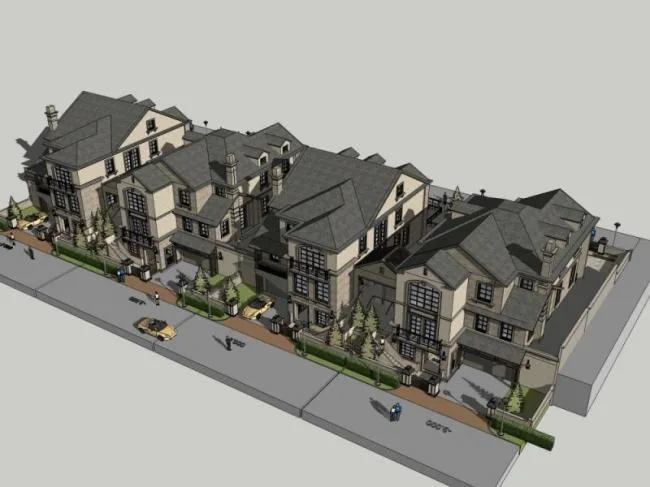 Sketchup Villa Model | Multi row Villa, European Classical Style