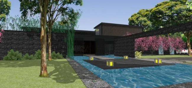 Sketchup Landscape Model | Villa with Landscape, New Chinese Style