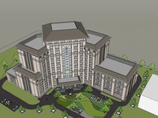 Sketchup Hotel Model | Multi story Hotel, Classical Style