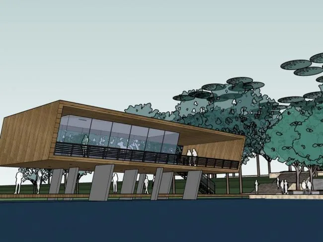 Sketchup Business Model | Dock Business, Modern Style, Waterfront Landscape