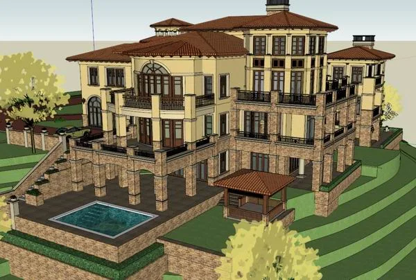 Sketchup Villa Model | Stacked Villa, Classical Style