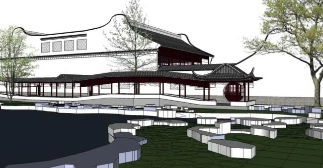 Sketchup Residential Model | Landscape Architecture, Chinese Style, Landscape, Pavilion, Multi story Attic