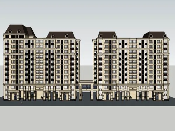 SketchUp Business Model: Designing Classical-Style High-Rise Apartment Residences