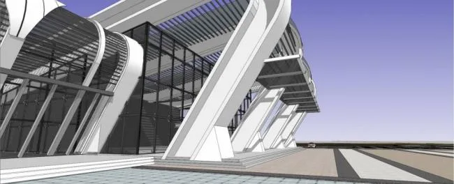 Sketchup Station Road and Bridge | Multi story Bus Station, Transportation Architecture, Modern Style