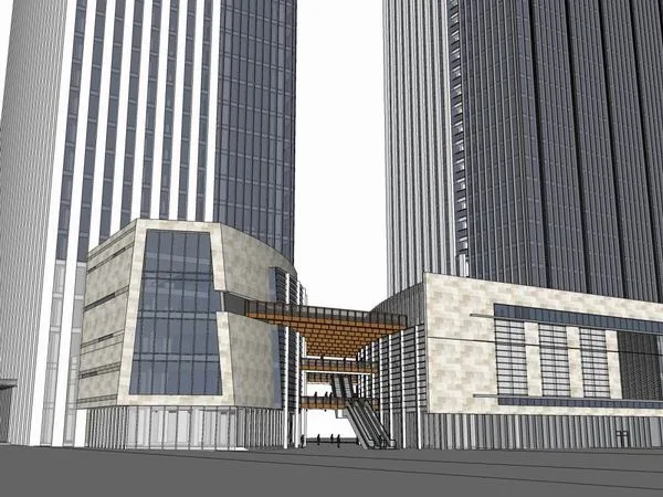 Sketchup Complex Model | Multi story High rise Complex, Office Building, Ground Floor Commercial, Modern Style
