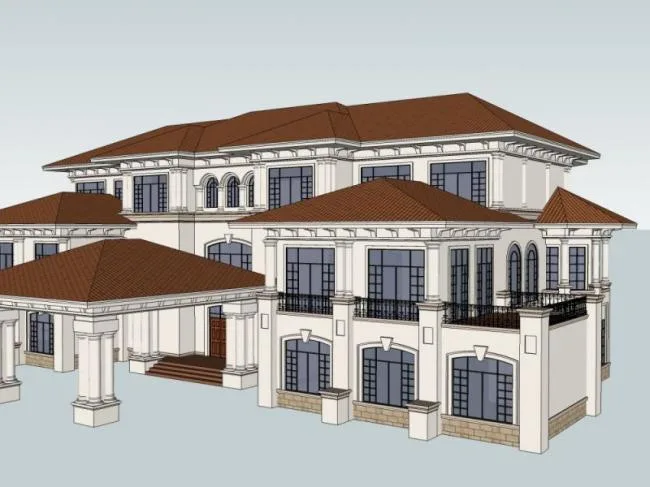 Sketchup Villa Model | Single Family Villa, Classical Style