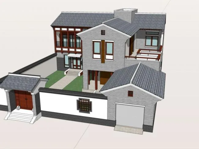 Sketchup Villa Model | Solo Villa, Chinese Style